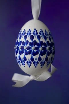 Hand-decorated easter egg with wax. Stock Photos