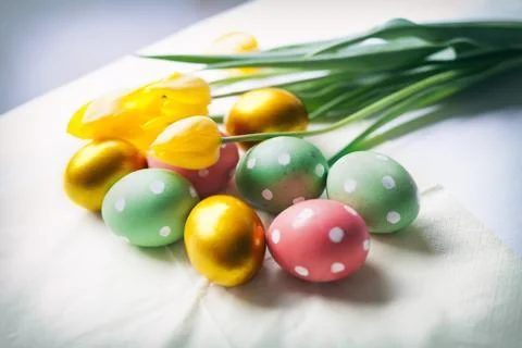 Hand decorated Easter eggs Stock Photos