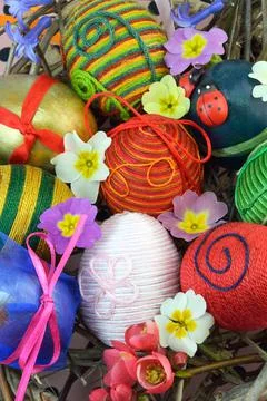 Hand decorated eggs Stock Photos