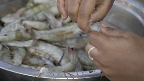 Hand deftly separates seafood from shell  expert seafood preparation in action Stock Footage 324004526