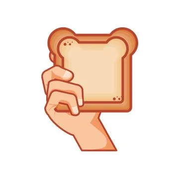 Hand with delicious slice bread Stock Illustration