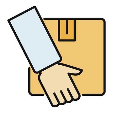 Hand delivering cardboard box package shipping distribution 스톡 일러스트