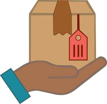 Hand delivering package with commercial priority tag Illustrazione stock