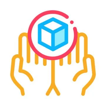 Hand delivery icon vector outline illustration Illustrazione stock