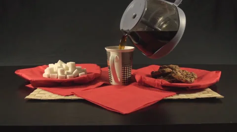 Hand Detail Pouring Coffee Into The Mug Medium-Shot Video stock 34611925
