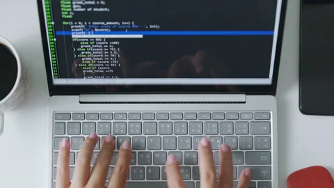 Hand developer programmer, soffware engineer typing on computer keyboard Stock Footage 196908906