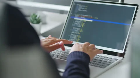 Hand developer programmer, soffware engineer typing on computer keyboard Stock Footage 196909112
