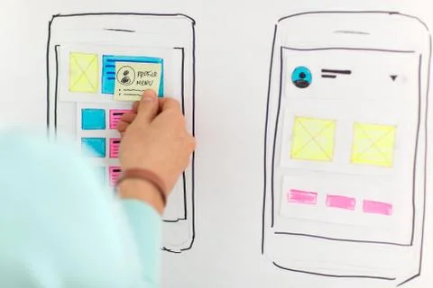 Hand of developer working on ui design at office Foto stock