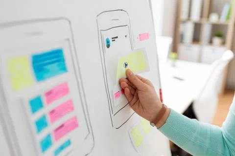 Hand of developer working on ui design at office Foto stock