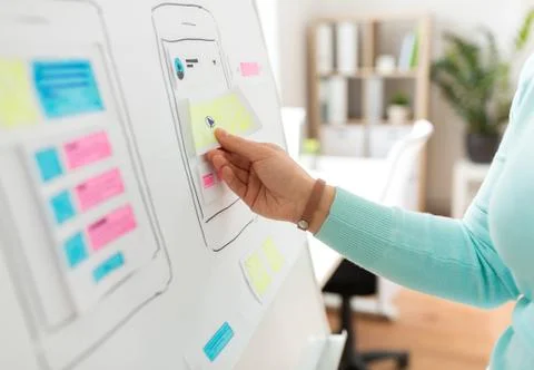 Hand of developer working on ui design at office Foto stock