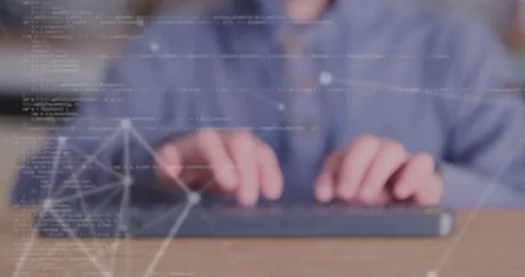 Hand of developing programming and coding technologies, front view, cyberspace Stock Footage 259069437