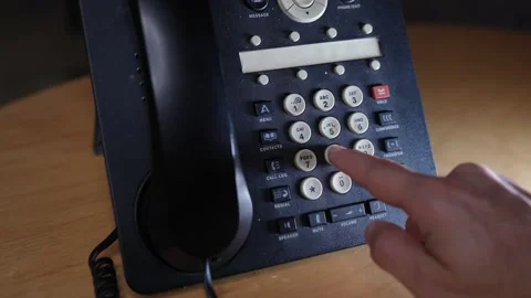 Hand Dialing Black Office Landline Phone Stock Footage 342850436