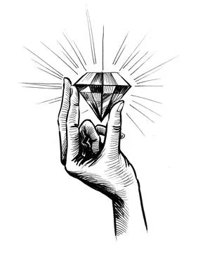 Hand with a diamond Illustrazione stock