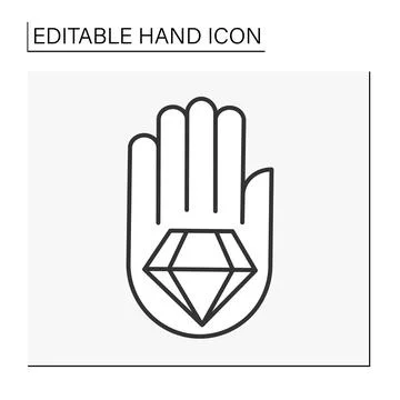 Hand with diamond line icon Stock Illustration