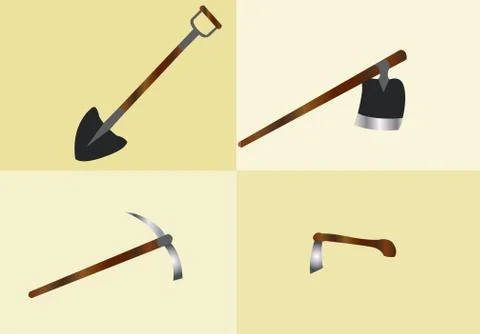 Hand digging tools Stock Illustration
