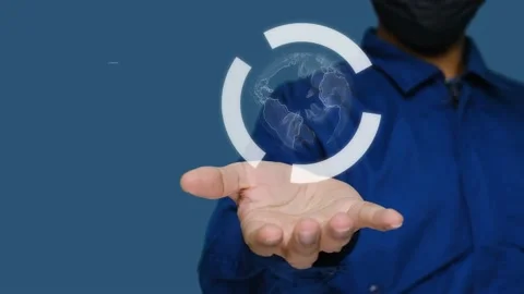 Hand with digital globe Stock Footage 160193351