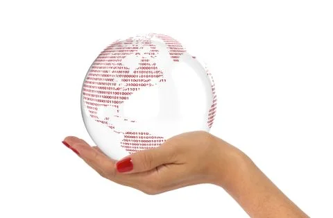 Hand with digital world Illustrazione stock