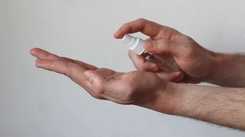 Hand disinfection spray. Stock Footage 127980464