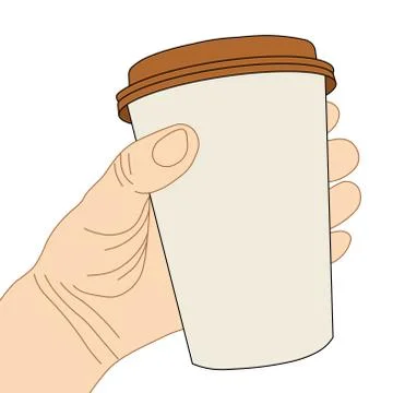Hand with disposable coffee cup Stock Illustration