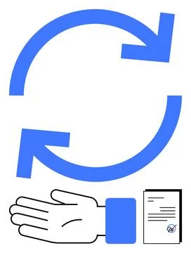 Hand, Document, and Circular Arrows Symbolizing Transaction, Exchange, and .. 스톡 일러스트