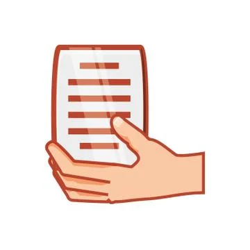 Hand with document paper isolated icon Stockillustratie