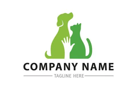 Hand dog cat logo concept design	 Illustrazione stock