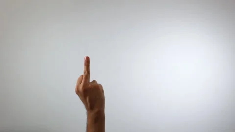 Hand doing the middle finger sign on a white background Stock Footage 137427154