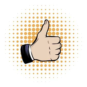 Hand doing a thumb up comics icon Stock Illustration