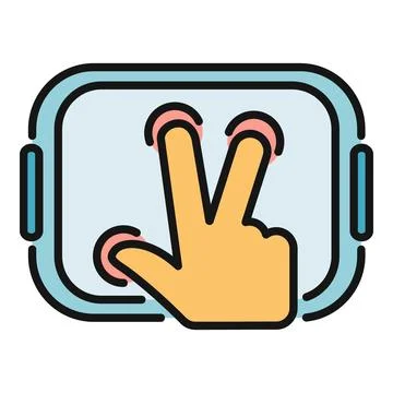 Hand doing two finger multi touch gesture on tablet 스톡 일러스트