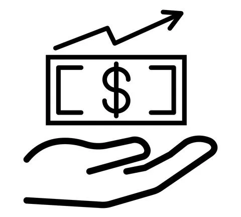 Hand with dollar symbol flat icon. Pictogram for web. Line stroke. Hand isola Stock Illustration