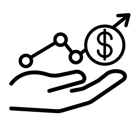 Hand with dollar symbol flat icon. Pictogram for web. Line stroke. Hand isola Stock Illustration