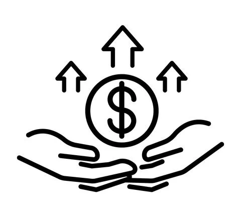 Hand with dollar symbol flat icon. Pictogram for web. Line stroke. Hand isola Stock Illustration