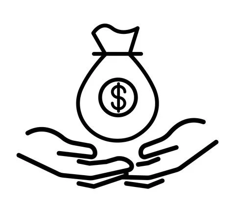 Hand with dollar symbol flat icon. Pictogram for web. Line stroke. Hand isola Stock Illustration