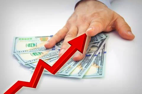 Hand on dollars with financial graph Stock Illustration