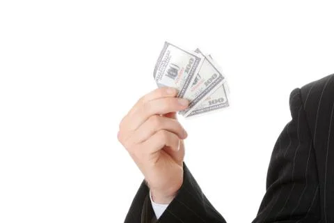 Hand with dollars Stock Photos