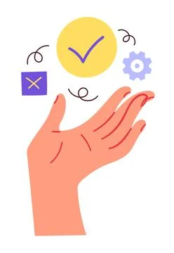 Hand done sign. Task completed, finished work Stock Illustration