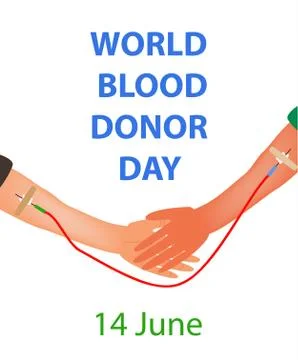 Hand of donor and recipient with a common dropper. World Blood Donor Day Stock Illustration