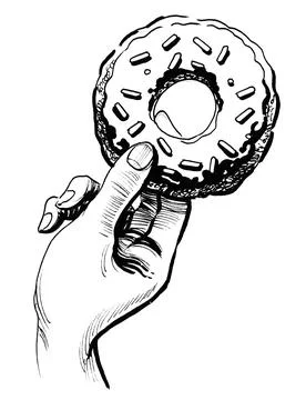 Hand with a donut Illustrazione stock