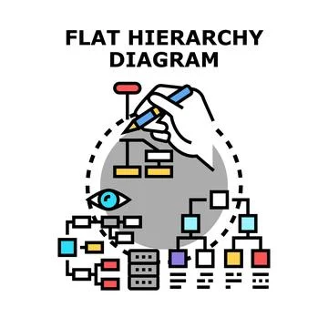 Hand drafting a flat hierarchy concept diagram with interconnected boxes 库存插图