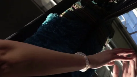 Hand dragging along a mirrored table surface closeup Stock Footage 80993632