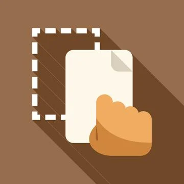 Hand dragging file icon with long shadow Stock Illustration