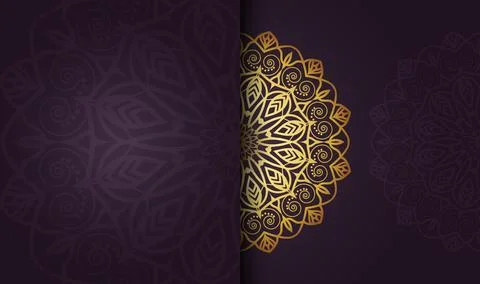 Hand dranwn cool gradient golden color with luxury color mandala creative Stock Illustration