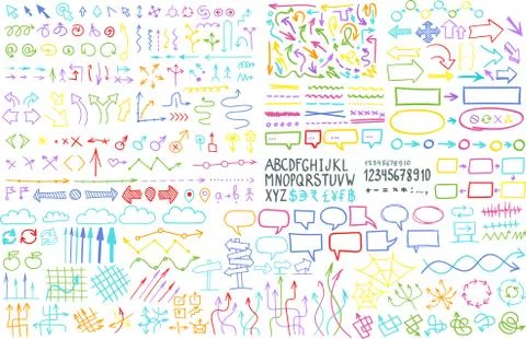 Hand draw arrow set elements Stock Illustration