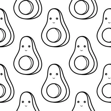 Hand draw avocado fruit seamless pattern Illustrazione stock