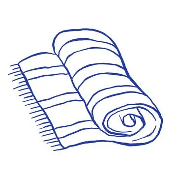 Hand draw beach towel vector illustration. Stock Illustration