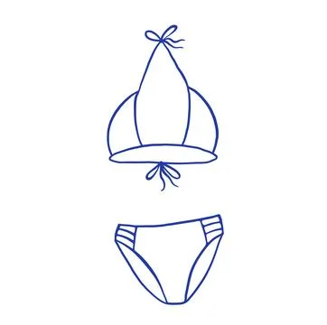 Hand draw bikini vector illustration. Doodle stylish swimwear. Illustrazione stock