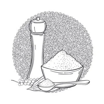 Hand draw Black pepper. Vector sketch  illustration. Stock Illustration