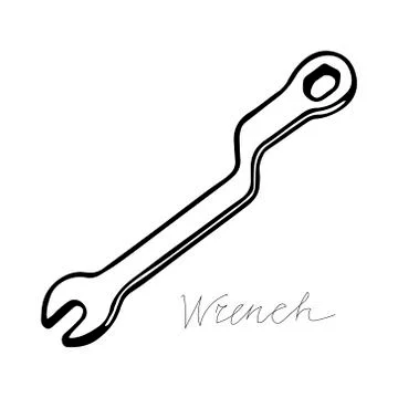 Hand-draw black vector illustration of metallic locksmith tool isolated on a Stock Illustration