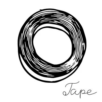 A hand-draw black vector illustration of insulating tape Illustration