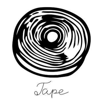 Hand-draw black vector illustration of insulating tape locksmith tool isolate Stock Illustration
